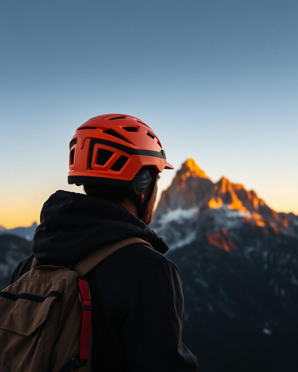 Hiker watching mountain peaks